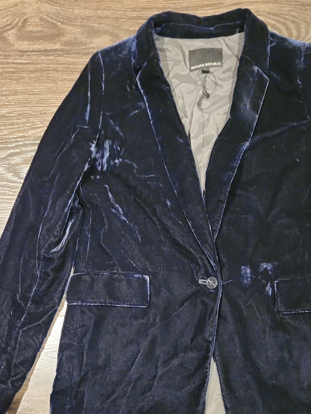 ❤️ BANANA REPUBLIC SLOUCHY VELVET ONE BUTTON BLAZER JACKET - MIDNIGHT BLUE, 2 - Picture 3 of 11